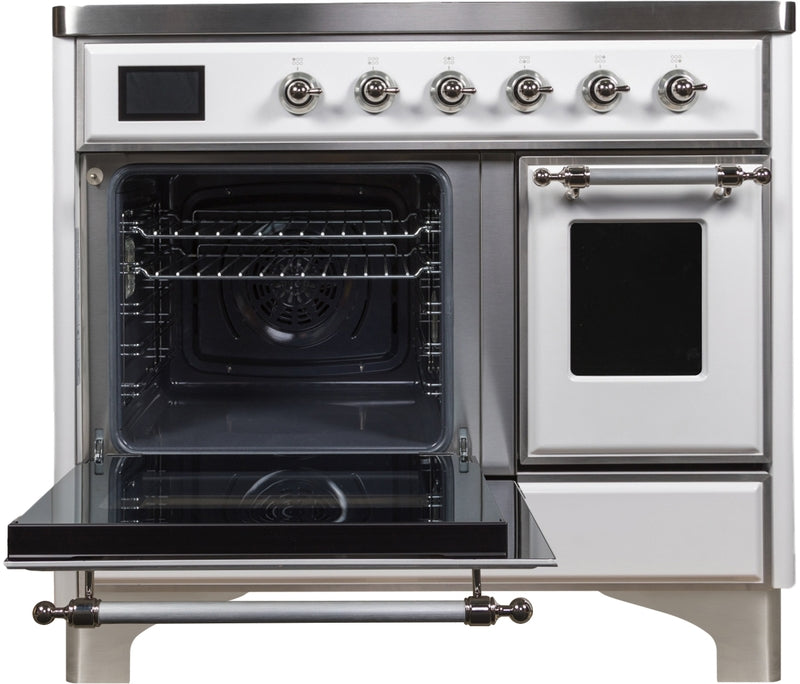 ILVE Majestic II 40" Induction Range with Element Stove and Electric Oven in White with Chrome Trim, UMDI10NS3WHC