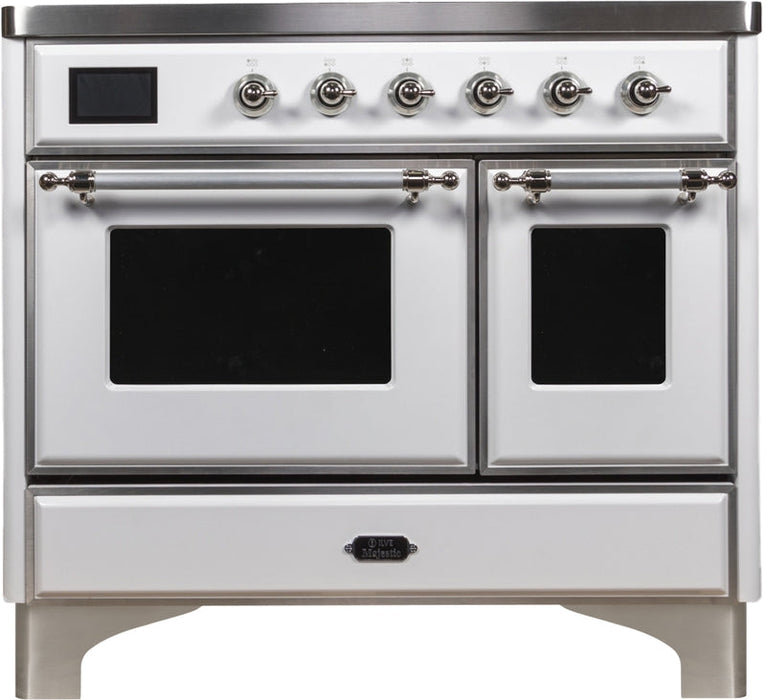 ILVE Majestic II 40" Induction Range with Element Stove and Electric Oven in White with Chrome Trim, UMDI10NS3WHC