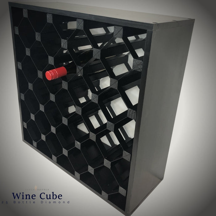 25 Bottle Diamond Cube Wine Rack | 18mm Thick