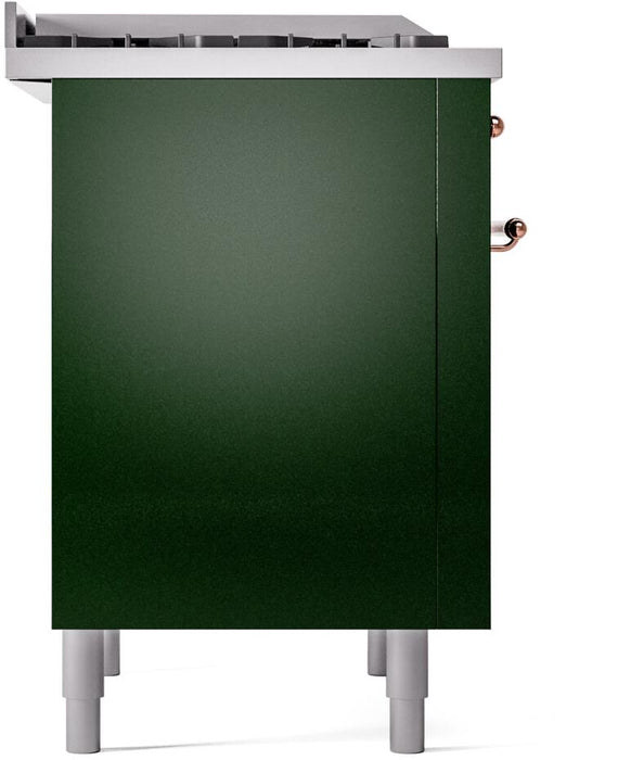 ILVE Nostalgie II 36" Dual Fuel Propane Gas Range in Emerald Green with Copper Trim, UP36FNMPEGPLP