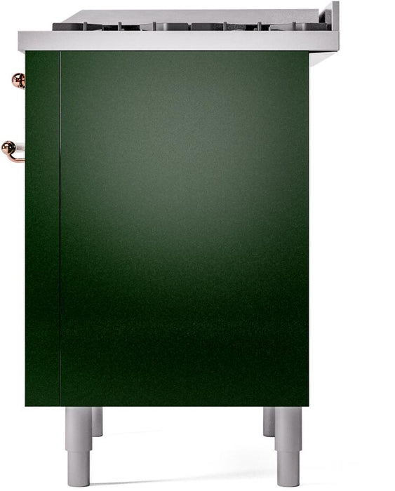 ILVE Nostalgie II 36" Dual Fuel Propane Gas Range in Emerald Green with Copper Trim, UP36FNMPEGPLP