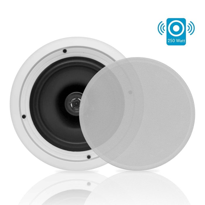 Pyle PDIC81RD 250W 8" Round Flush Mount In-Wall/Ceiling Home Speakers, 2 Pack