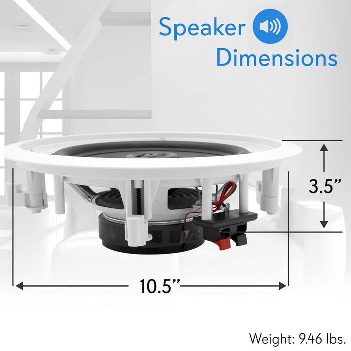 Pyle PDIC81RD 250W 8" Round Flush Mount In-Wall/Ceiling Home Speakers, 2 Pack