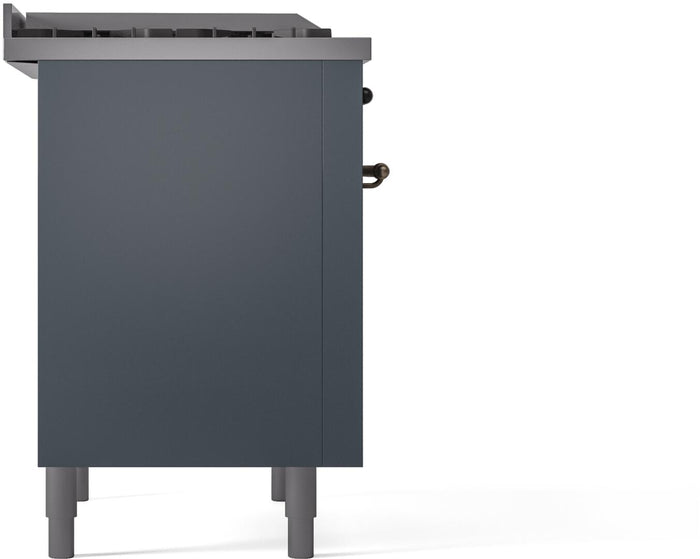 ILVE Nostalgie II 36" Dual Fuel Natural Gas Range in Blue Grey with Bronze Trim, UP36FNMPBGB