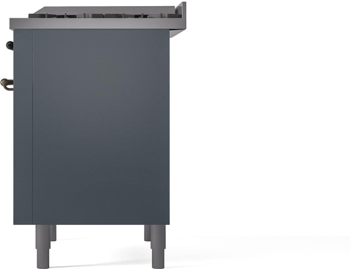 ILVE Nostalgie II 36" Dual Fuel Propane Gas Range in Blue Grey with Bronze Trim, UP36FNMPBGBLP