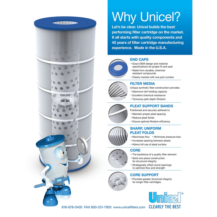 Unicel C-7488 Replacement 106 Sq Ft Swimming Pool Filter Cartridge, 176 Pleats