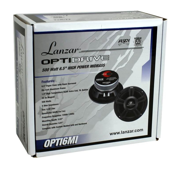 LANZAR OPTI6MI 6.5" 500W Car Mid bass Mid Range Speaker Audio Stereo