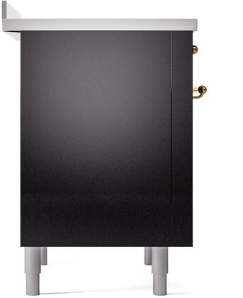 ILVE Nostalgie II 36" Induction Range with Element Stove and Electric Oven in Glossy Black with Brass Trim, UPI366NMPBKG