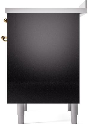 ILVE Nostalgie II 36" Induction Range with Element Stove and Electric Oven in Glossy Black with Brass Trim, UPI366NMPBKG