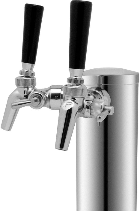 Dual Faucet Polished Stainless Steel Draft BeerTower - Perlick Faucets