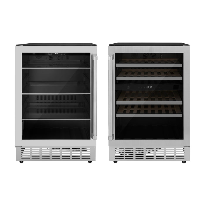 ZLINE Appliance Package - 24" Wine Cooler and 24" Beverage Fridge, 2KP-RBV-RWV