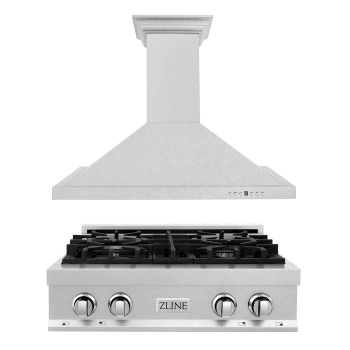 ZLINE Kitchen Package with 30 in. DuraSnow Stainless Steel Rangetop and 30 in. Convertible Range Hood (2KP-RTSRH30)