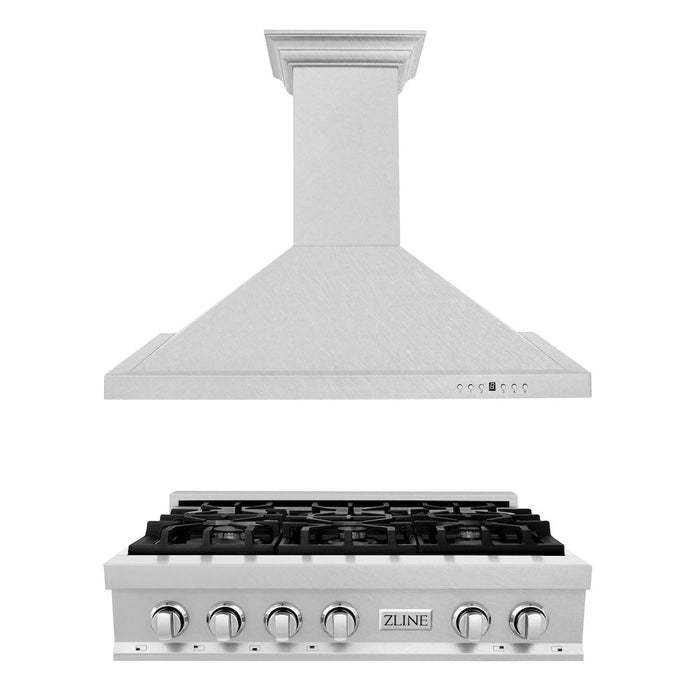 ZLINE Kitchen Package with 36 in. DuraSnow Stainless Steel Rangetop and 36 in. Convertible Range Hood (2KP-RTSRH36)