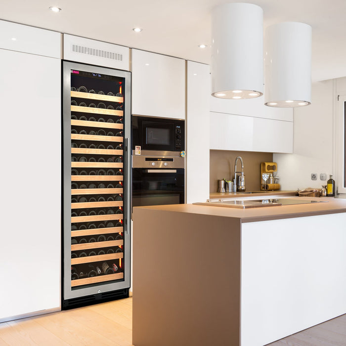 Reserva Series 308 Bottle 71" Tall Four Zone Stainless Steel Side-by-Side Wine Refrigerator