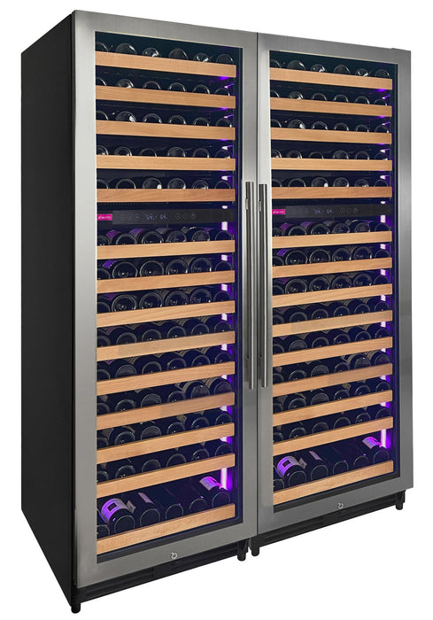 Reserva Series 308 Bottle 71" Tall Four Zone Stainless Steel Side-by-Side Wine Refrigerator