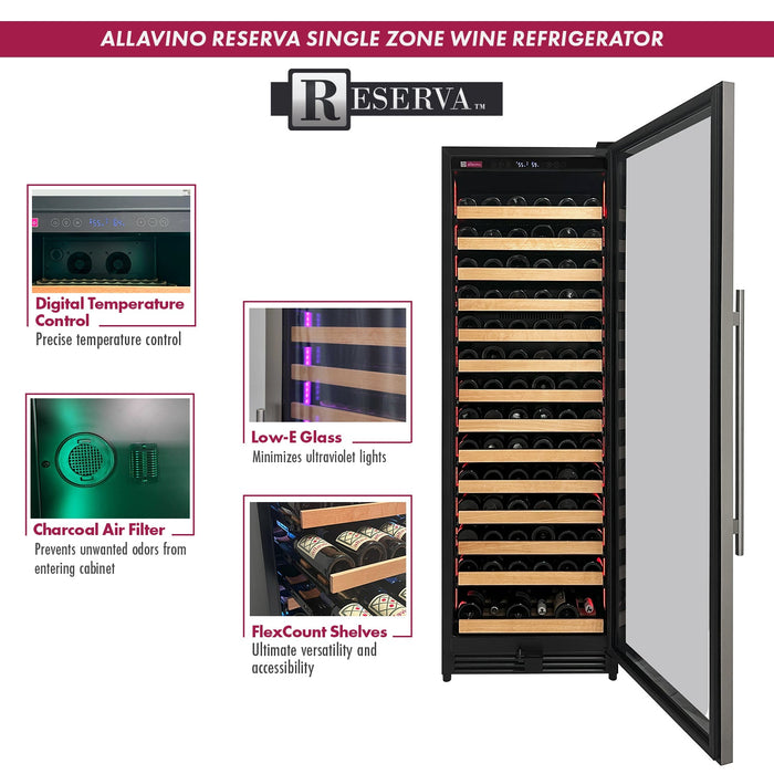 Reserva Series 326 Bottle 71" Tall Dual Zone Stainless Steel Side-by-Side Wine Refrigerator