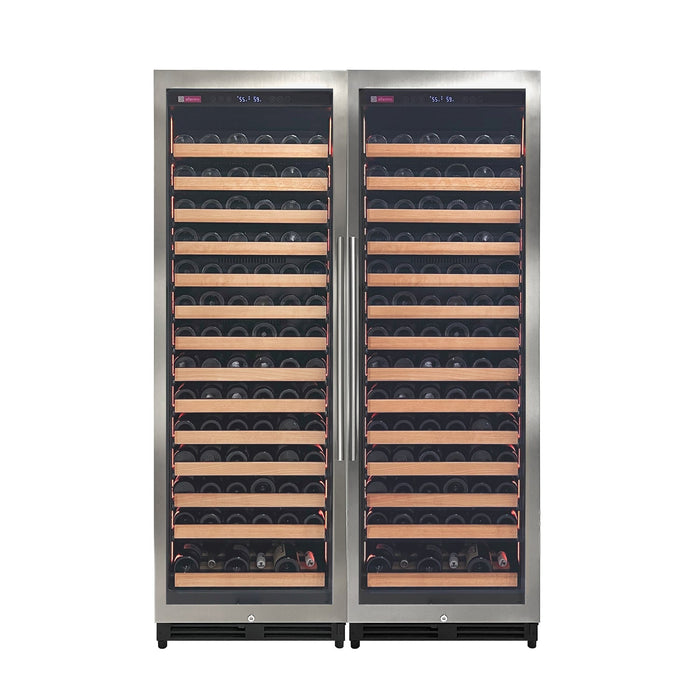 Reserva Series 326 Bottle 71" Tall Dual Zone Stainless Steel Side-by-Side Wine Refrigerator