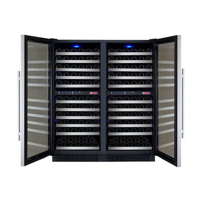 47" Wide FlexCount II Tru-Vino 242 Bottle Four Zone Stainless Steel Side-by-Side Wine Refrigerator