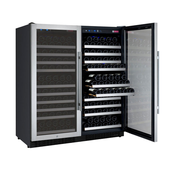 47" Wide FlexCount II Tru-Vino 256 Bottle Dual Zone Stainless Steel Side-by-Side Wine Refrigerator