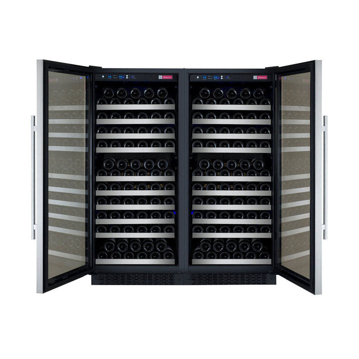 47" Wide FlexCount II Tru-Vino 256 Bottle Dual Zone Stainless Steel Side-by-Side Wine Refrigerator