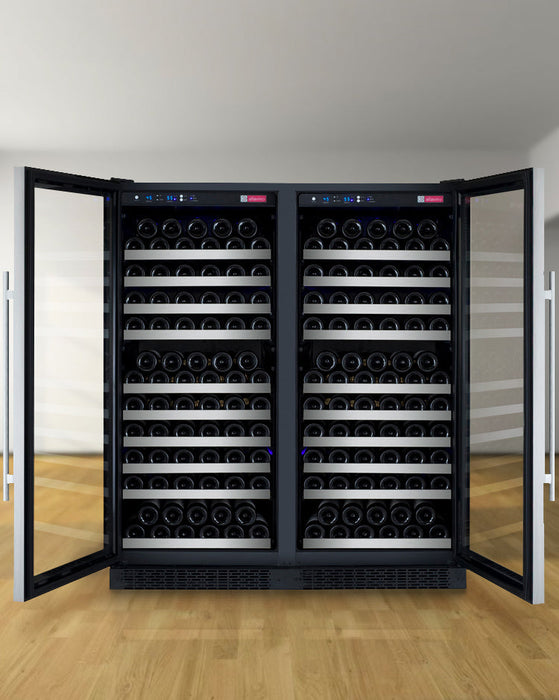 47" Wide FlexCount II Tru-Vino 256 Bottle Dual Zone Stainless Steel Side-by-Side Wine Refrigerator