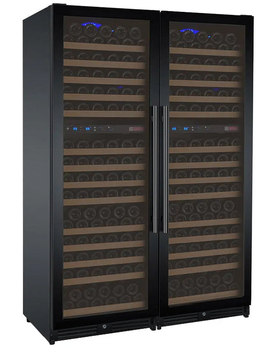 47" Wide FlexCount II Tru-Vino 344 Bottle Four Zone Black Side-by-Side Wine Refrigerator