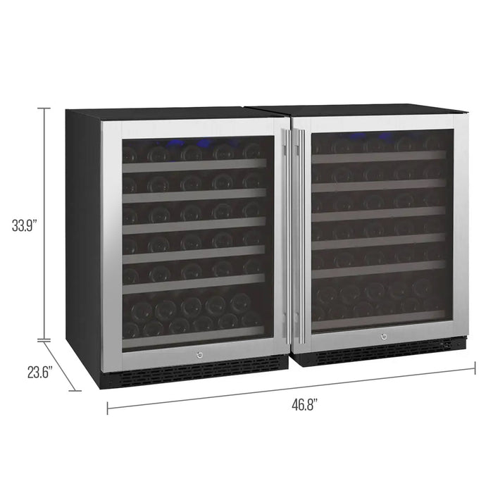 47" Wide FlexCount II Tru-Vino 112 Bottle Dual-Zone Stainless Steel Side-by-Side Wine Refrigerator