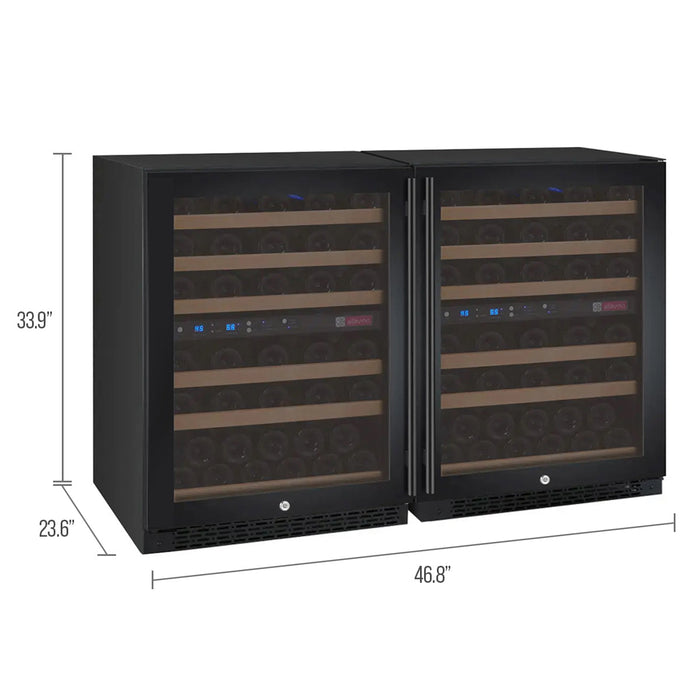 47" Wide FlexCount II Tru-Vino 112 Bottle Four Zone Black Side-by-Side Wine Refrigerator