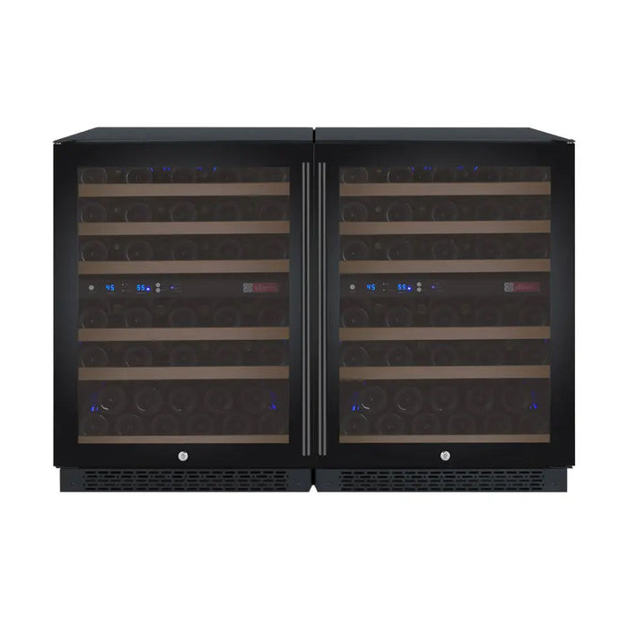 47" Wide FlexCount II Tru-Vino 112 Bottle Four Zone Black Side-by-Side Wine Refrigerator