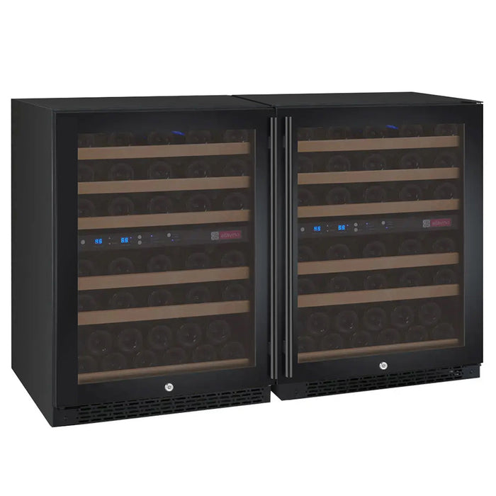 47" Wide FlexCount II Tru-Vino 112 Bottle Four Zone Black Side-by-Side Wine Refrigerator