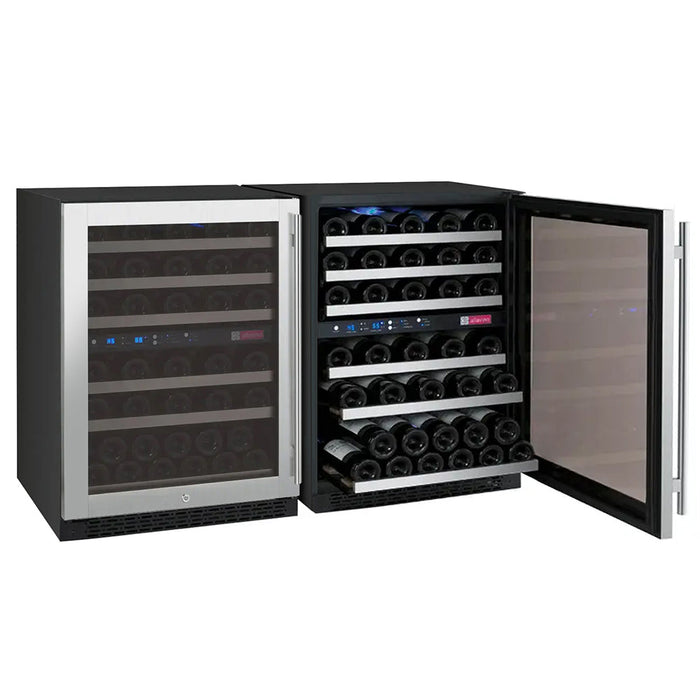 47" Wide FlexCount II Tru-Vino 112 Bottle Four Zone Stainless Steel Side-by-Side Wine Refrigerator