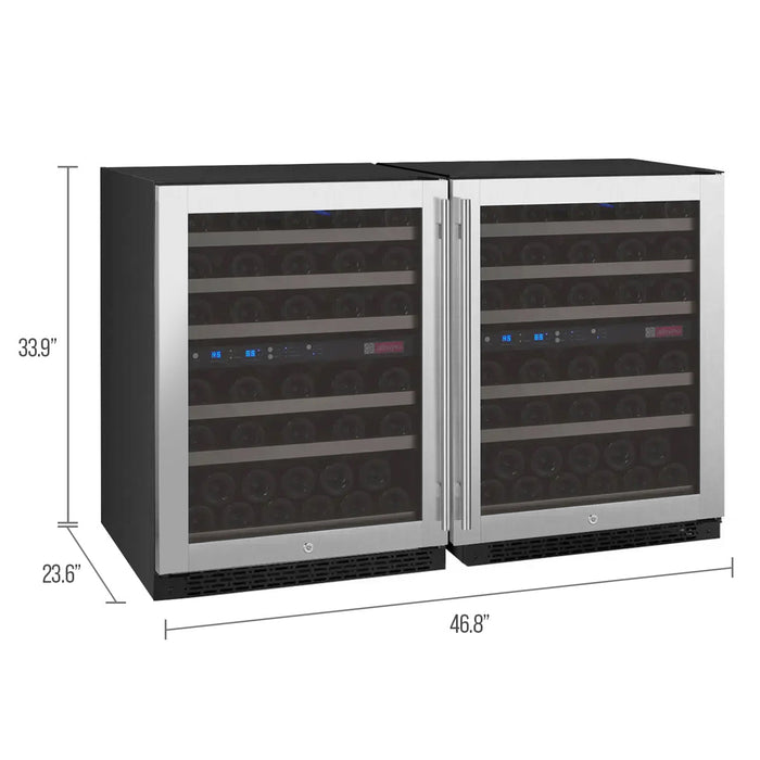 47" Wide FlexCount II Tru-Vino 112 Bottle Four Zone Stainless Steel Side-by-Side Wine Refrigerator