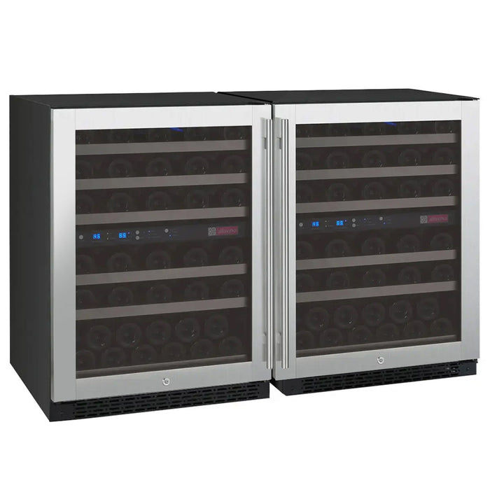 47" Wide FlexCount II Tru-Vino 112 Bottle Four Zone Stainless Steel Side-by-Side Wine Refrigerator