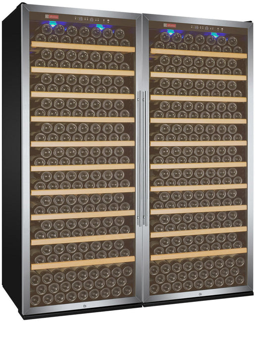 63" Wide Vite II Tru-Vino 554 Bottle Dual Zone Stainless Steel Side-by-Side Wine Refrigerator