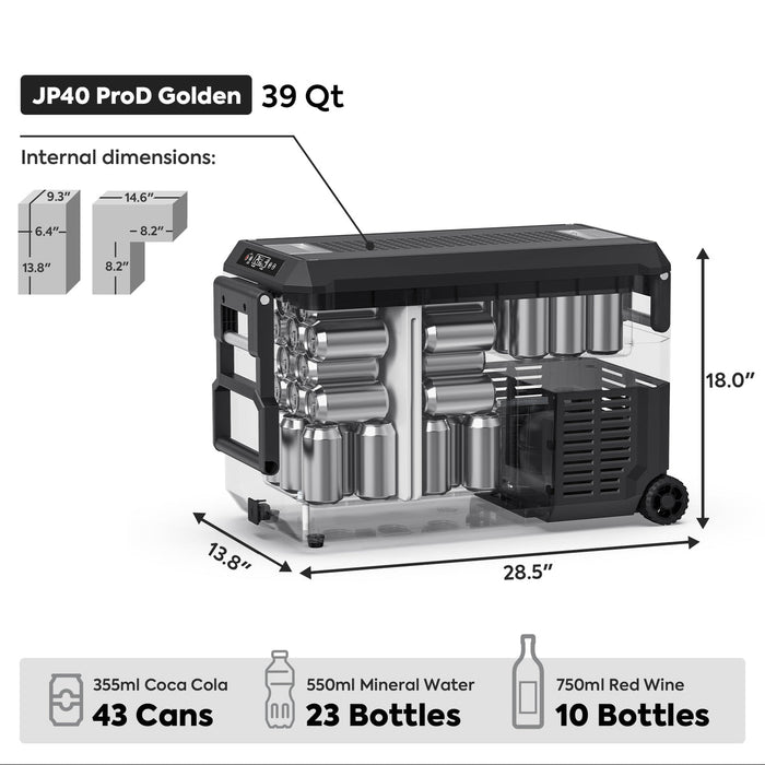 JP40 Pro Dual Zone Wheeled Portable Freezer | ICECO | 40 LT