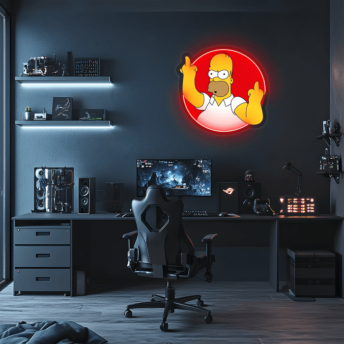 Homer Simpson Neon Sign, Simpson Neon Decor, Uv Print Neon Sign, Home Decor, Office Decor, Gamer Gifts, Housawarming Gifts, Neon Wall Art