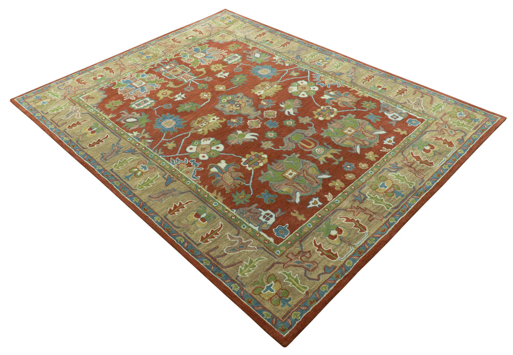 Rust And Beige Traditional Oushak Design Hand Tufted 8x10 Wool Area Rug