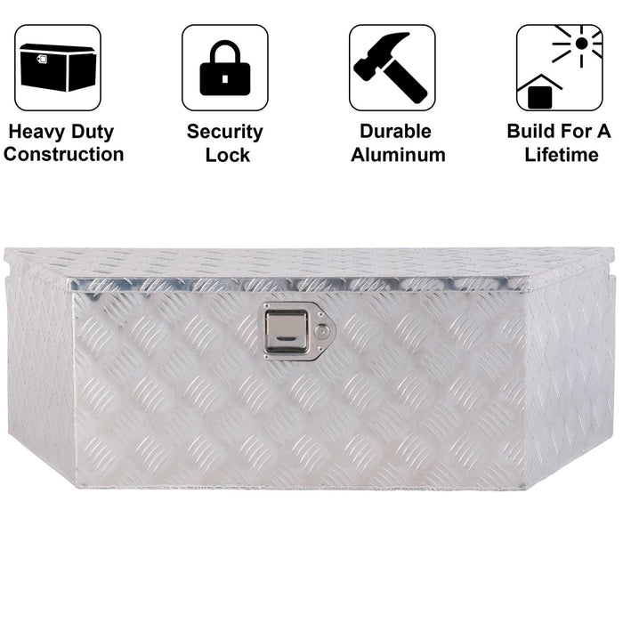 39" Trailer Tongue Box Aluminum Truck Tool Cargo Storage Box Storage Organizer with Lock, Silver