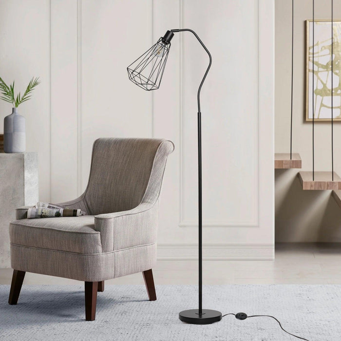 Minimalist Standing Floor Lamps with Adjustable Head Foot Switch Metal Tall Stand Up Reading Lamp, Black