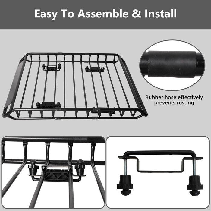 45.8"x 36.2" Universal Roof Rack Basket Rooftop Cargo Rack Luggage Holder for SUV Truck and Car, Black