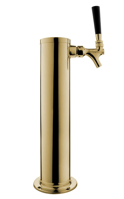 14" Tall PVD Brass 1-Faucet Draft Beer Tower - 100% Stainless Steel Contact