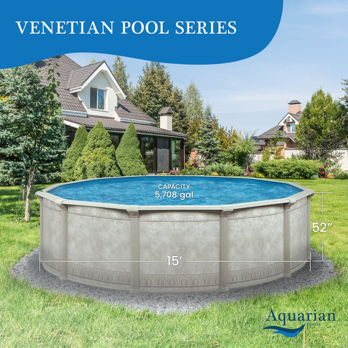 Aquarian Khaki Venetian 15ft x 52in Complete Above Ground Swimming Pool Package