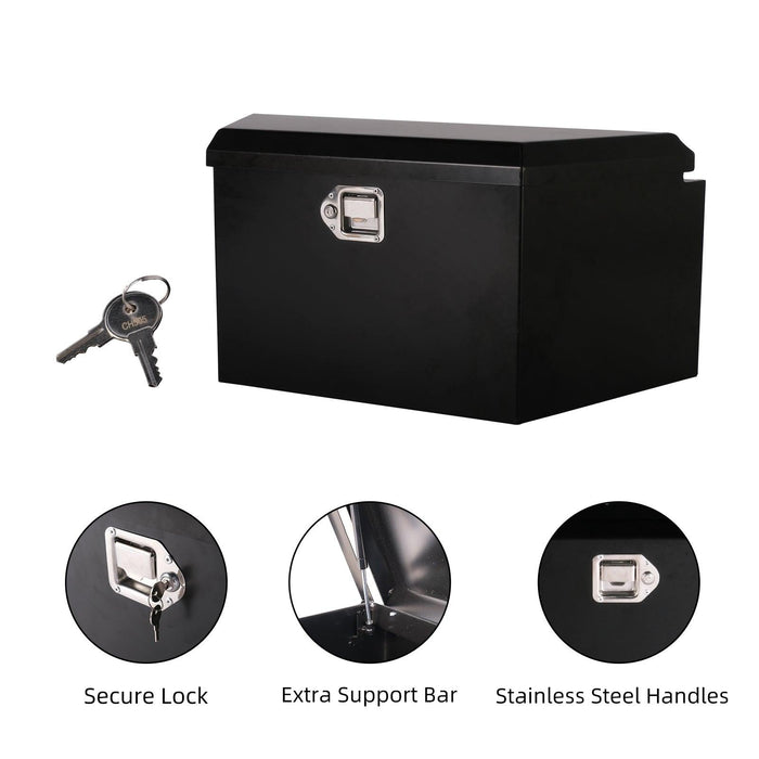 34" Trailer Tongue Box Steel Truck Tool Cargo Storage Box Storage Organizer with Lock, Black