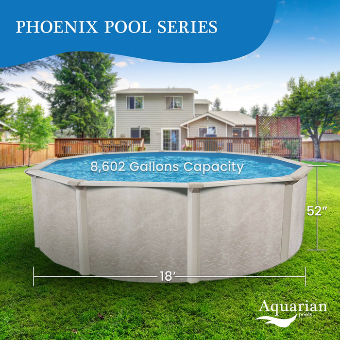 Aquarian Phoenix 18' x 52" Above Ground Swimming Pool w/Pump, Ladder & Hardware