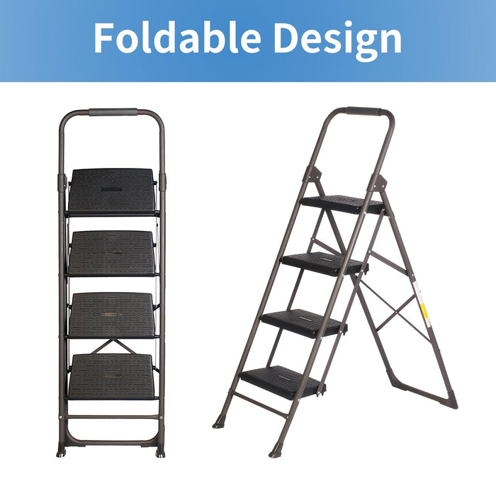 4 Step Portable Folding Ladder Step Stool with Wide Anti-Slip Pedal and Handgrip