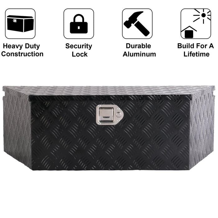 39" Trailer Tongue Box Aluminum Truck Tool Cargo Storage Box Storage Organizer with Lock, Black