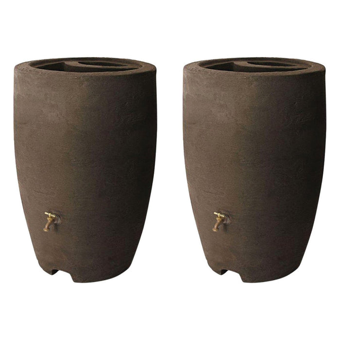 Algreen Athena 50 Gallon Plastic Rain Water Collection Drum Barrel (2 Pack)