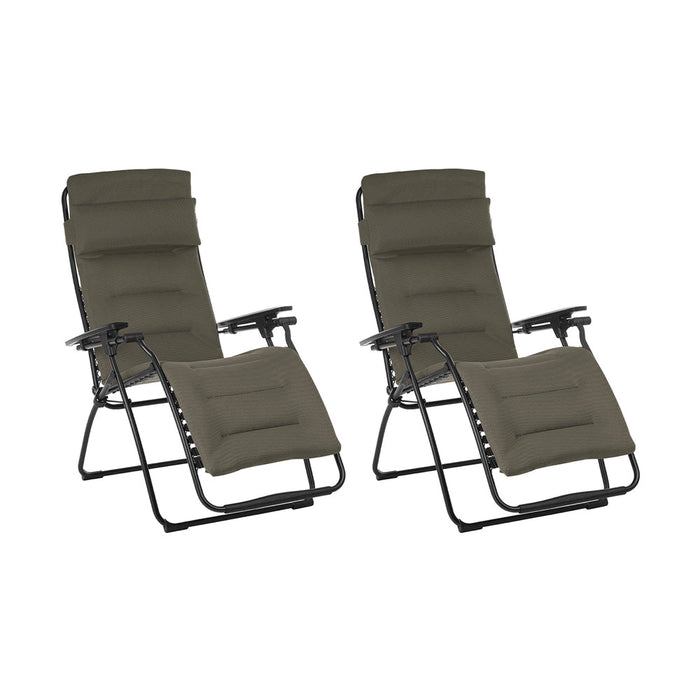 Lafuma Futura Air Comfort Zero Gravity Outdoor Recliner Chair, Taupe (2 Pack)