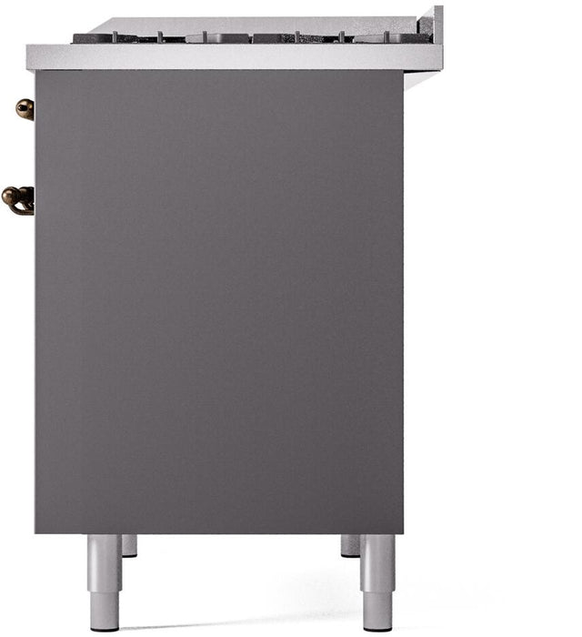 ILVE Nostalgie II 40" Dual Fuel Natural Gas Range in Matte Graphite with Bronze Trim, UPD40FNMPMGB