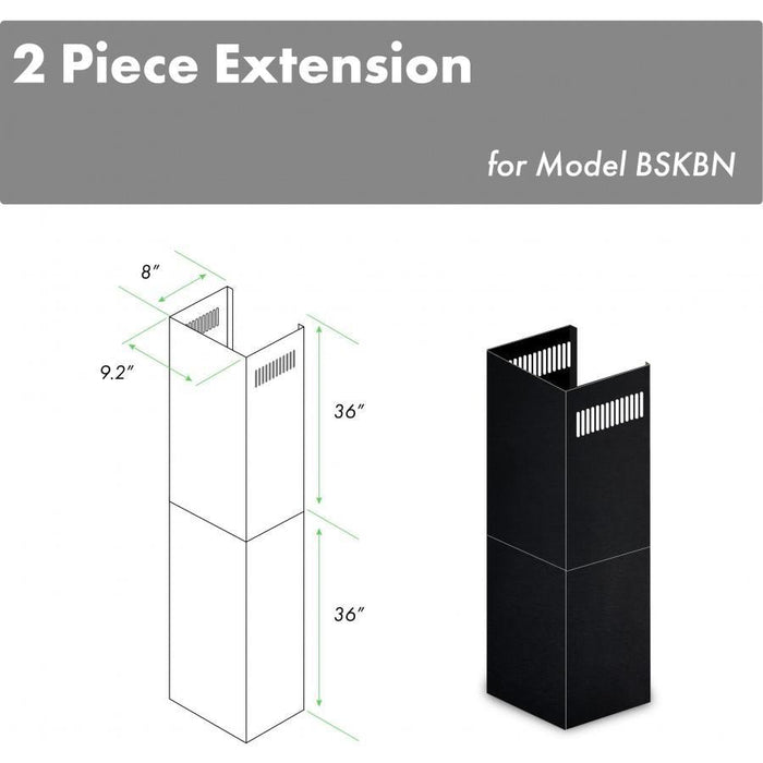 ZLINE 2-36 in. Chimney Extensions for 10 ft. to 12 ft. Ceilings in Black Stainless (2PCEXT-BSKBN)